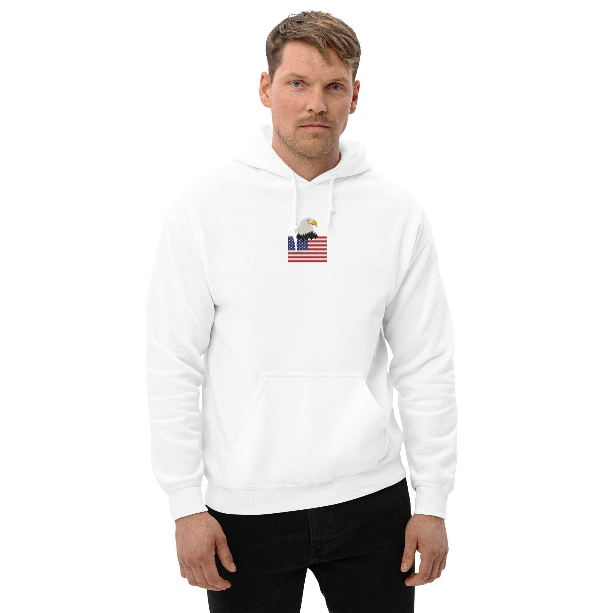 USA Bald Eagle & Flag Embroidered Hoodie