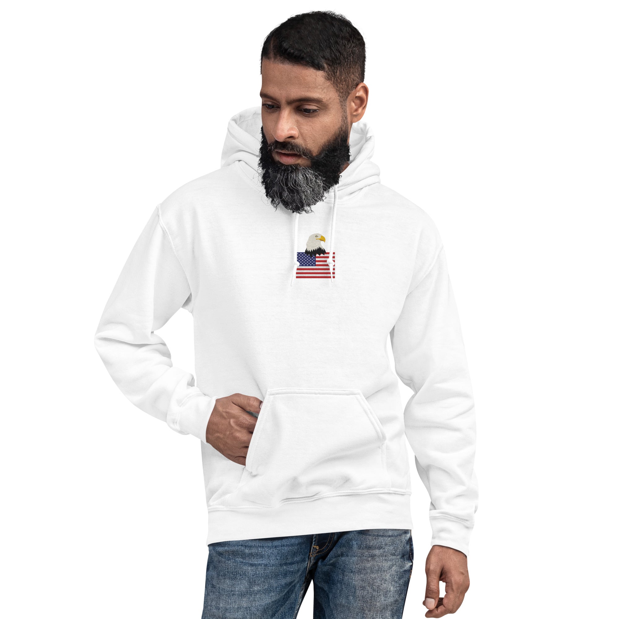 USA Bald Eagle & Flag Embroidered Hoodie